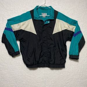 Vintage Lavon Women's Colorblock Windbreaker Jacket Green Black Size Large
